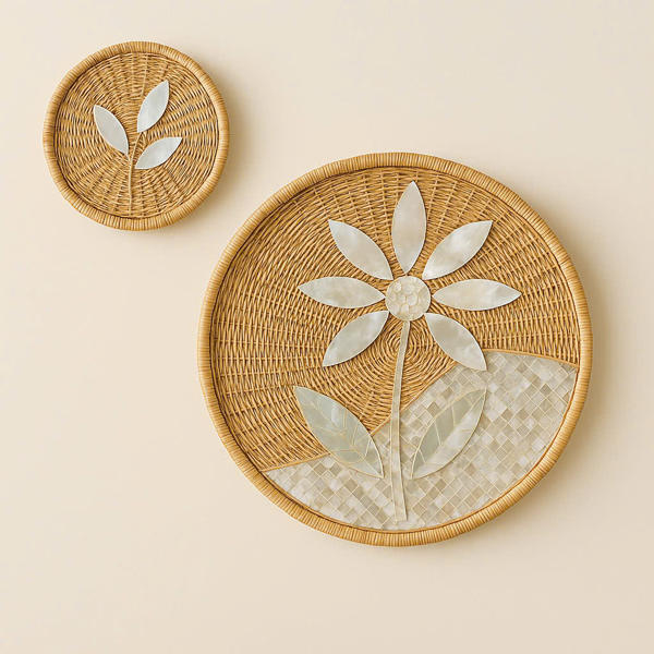 |Bản giới hạn|Khay mây khảm trai 70/30 - |Limited|Mosaic pearl rattan tray 70/30