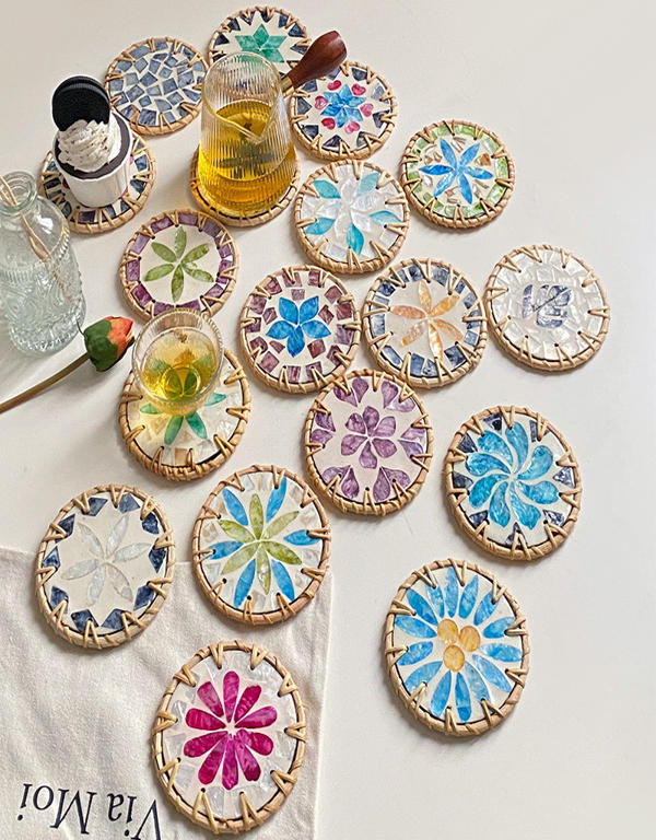 Lót ly khảm trai - Mosaic pearl coaster