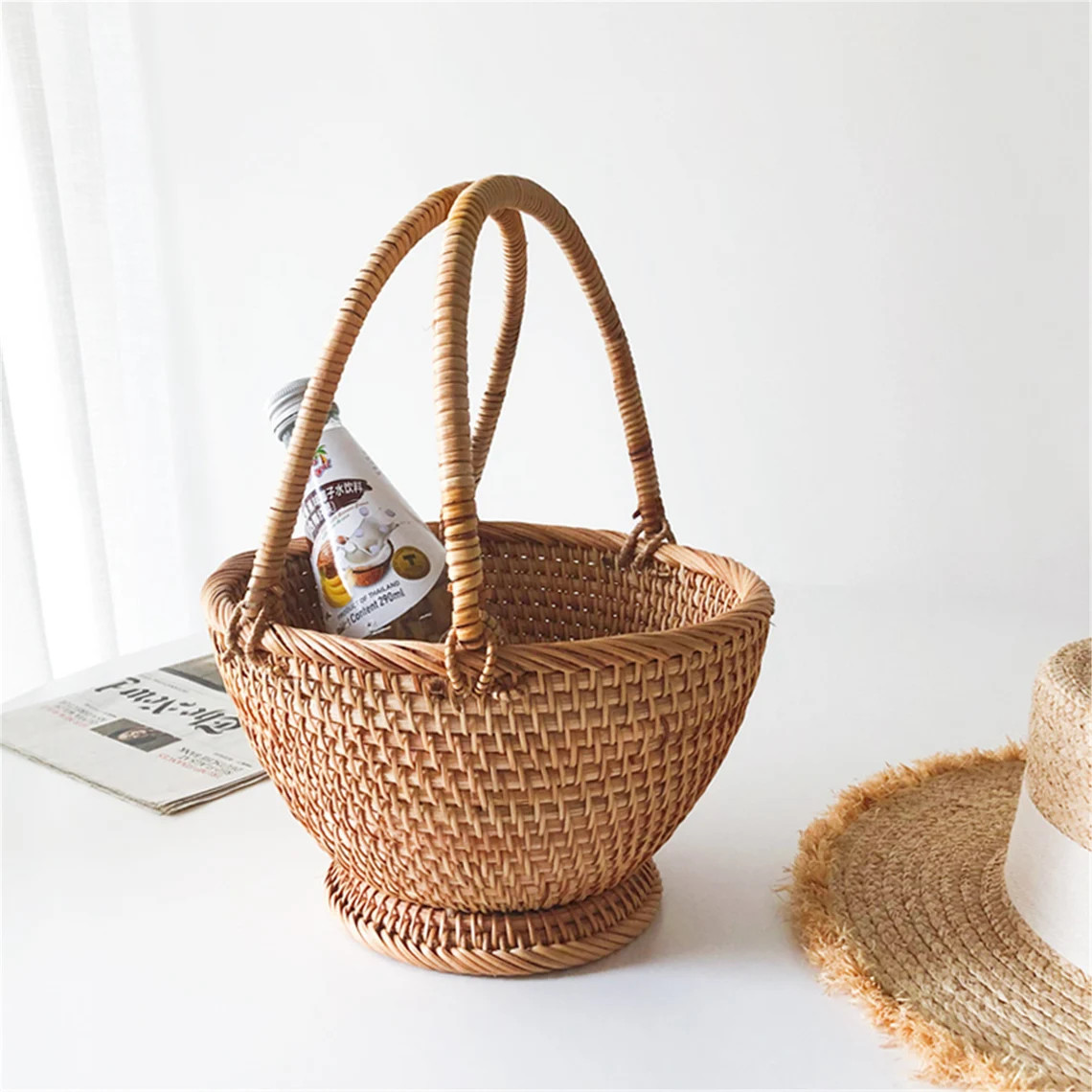 Giỏ mây quai xách - Rattan basket with handle